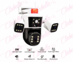 Cámara De Vigilancia Wifi, Cámara IP WiFi de 12MP y 6K, 4 lentes, vista panorámica al aire libre, cámara PTZ, protección de seguridad inteligente cobertura de 360 grados, impermeable, visión nocturna, sensor de movimiento, alarma, notificaciones por celular audio bidireccional, por pieza