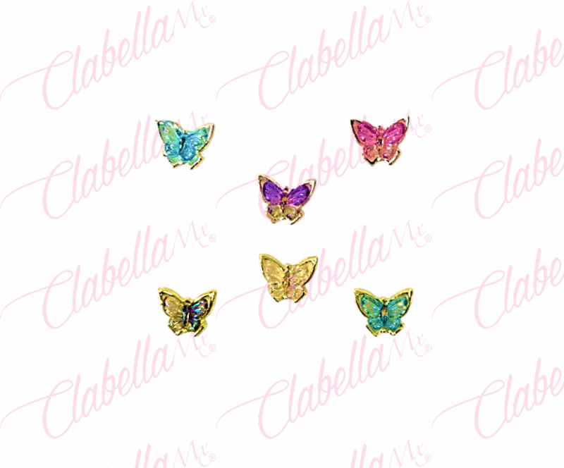 Decoración DIJES MARIPOSAS 3D de plastico y orilla de metal  para uñas aprox de 1cm por pieza a granel, surtido