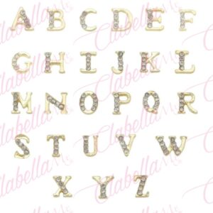 Decoración DIJES DE LETRAS CON CRISTAL  para uñas aprox de 6mm por pieza :ESPECIFICAR: