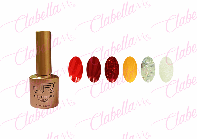Geles JR  uv/led Navideña para uñas 6 piezas de 10ml por gama. 8A-144-1