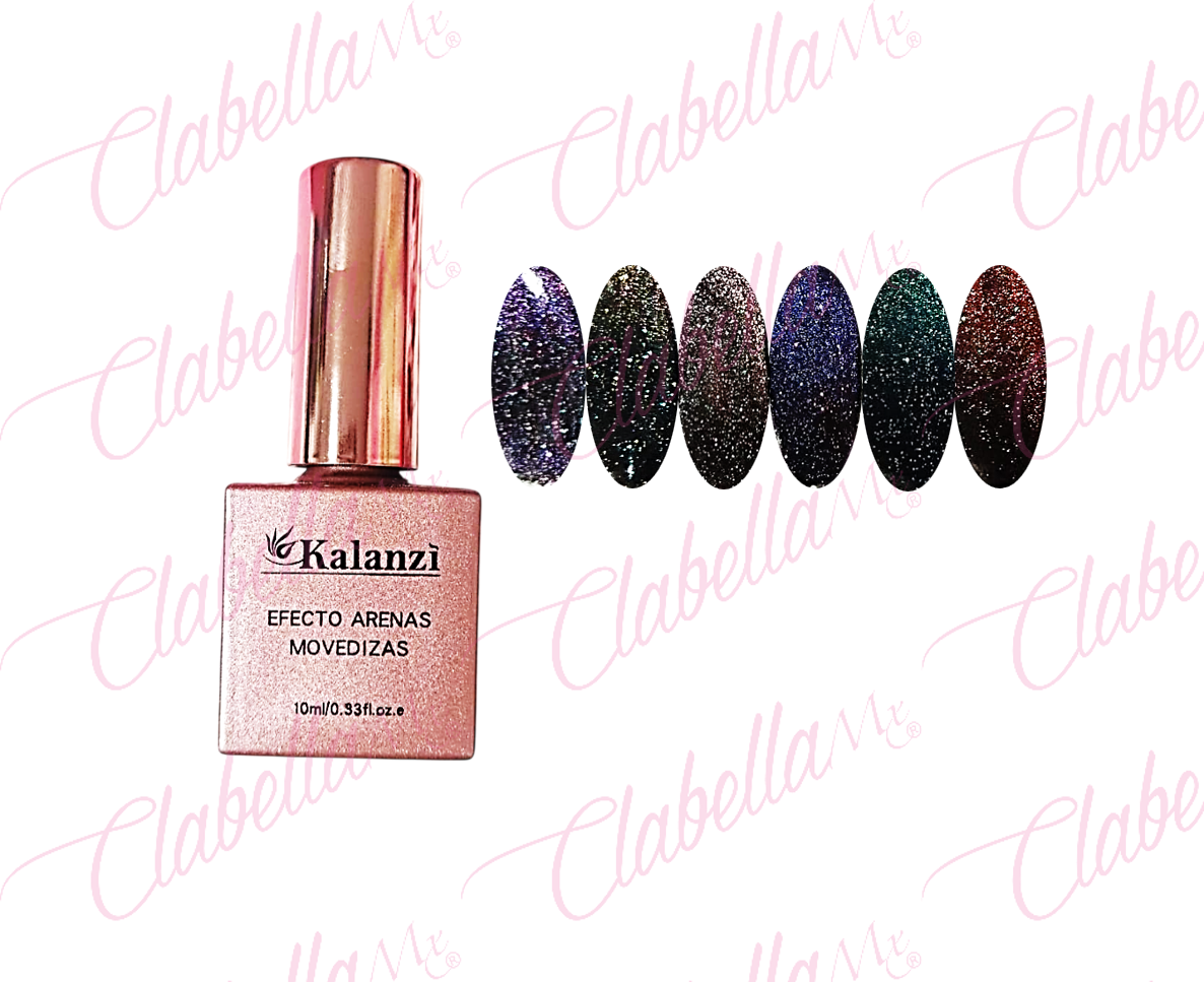 Geles Kalanzi uv/led Ojo de Gato ARENAS MOVEDIZAS para uñas 6 piezas de 10ml por gama KLZ-X050/X135
