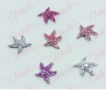 Decoración DIJES FIGURAS DE MAR ESTRELLAS con piedras metálicas para uñas aprox de 1cm por pieza, surtido 114MC43-57 (PB)