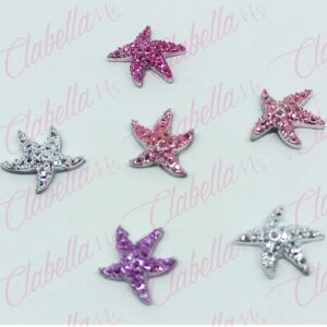 Decoración DIJES FIGURAS DE MAR ESTRELLAS  con piedras metálicas para uñas aprox de 1cm por pieza, surtido 114MC43-57 (PB)