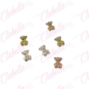 Decoración DIJES DE OSO 3D con cristales en todo el cuerpo, para uñas aprox de 1.1cm por pieza a granel, surtido A-ZT117 (Sin movimiento)