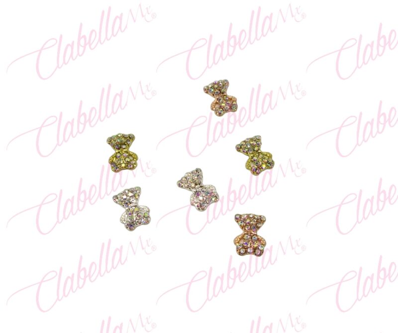 Decoración DIJES DE OSO 3D con cristales en todo el cuerpo,  para uñas aprox de 1.1cm por pieza a granel, surtido A-ZT117 (Sin movimiento)