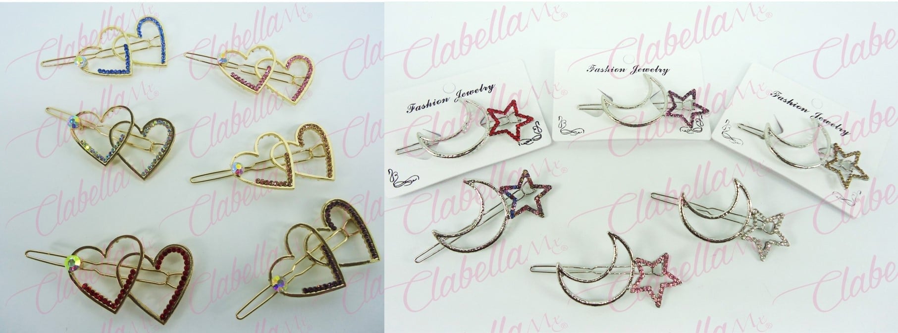 Prendedor de metál con cristal para cabello aprox de 6cm por pieza,  surtido el modelo puede variar XQ-9Q-573