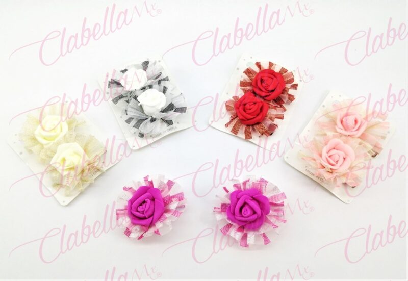 Prendedor en forma de flor para cabello aprox de 3x3cm por par, surtido el modelo puede variar F39-10 (Par)