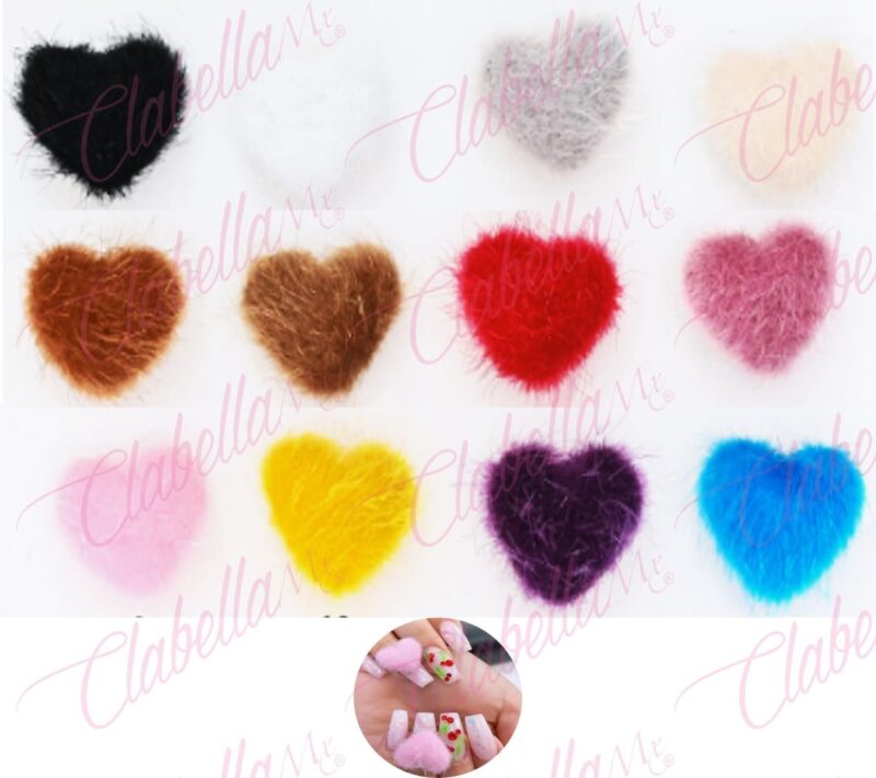 Decoración POMPOM DE CORAZON  sin imán para uñas POR PIEZA, surtido (PB)