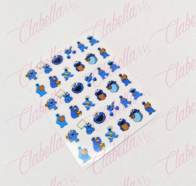 Decoración sticker COME GALLETAS para uñas aprox de  6.5x8.5cm por planilla, surtido