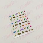 Decoración sticker DINOSAURIOS para uñas aprox de 6.5x8.5cm por planilla, surtido (PB)