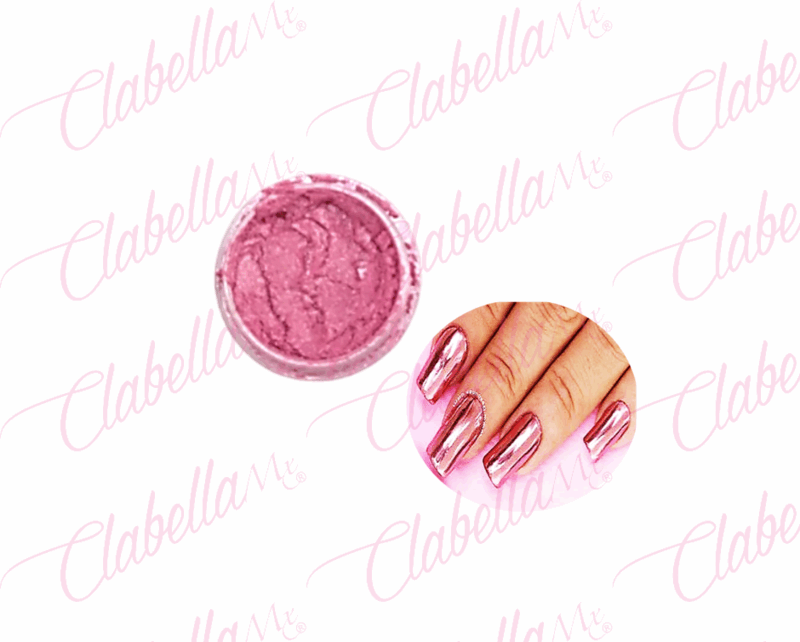 Efecto tipo ESPEJO color ROSA (polvo metálico) para uñas, frasco de 1/8 por pieza XXJ-YY3 no incluye aplicador, ni blíster.