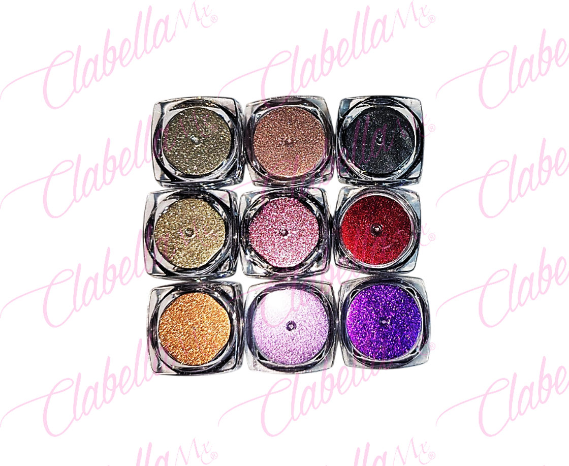 Efecto ESPEJO varios colores para uñas  en frasco de 1/8 por pieza (PB) (CON TAPA NEGRA) ESPECIFICAR: