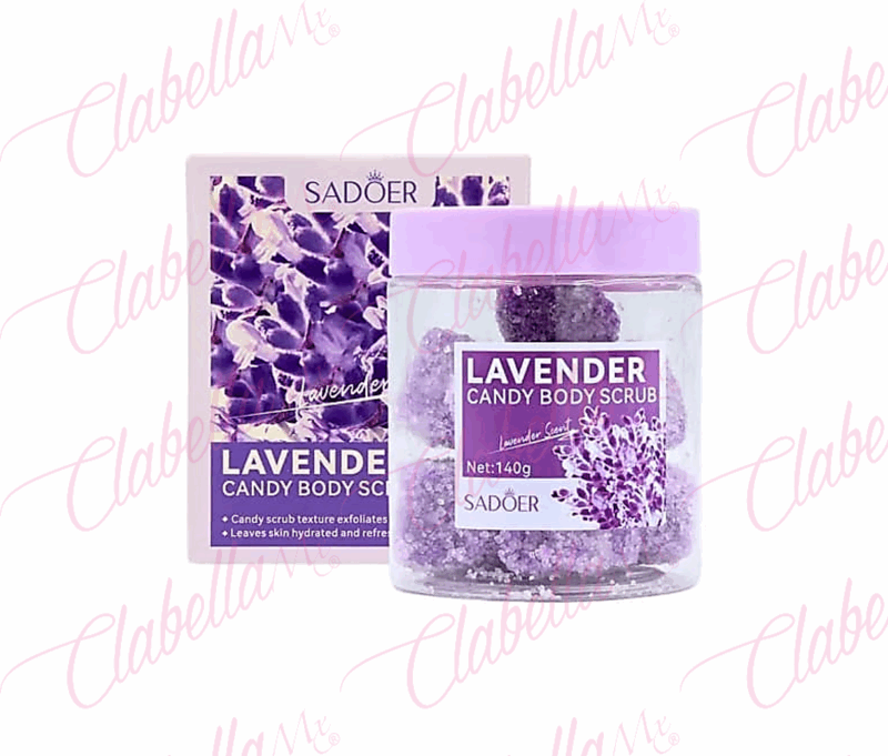 Exfoliante SADOER Corporal de arena con aroma a lavanda, limpia profundamente, elimina la grasa y celulas muertas de la piel dejandola suave y brillante, (se disuelve con agua) aprox 140g por pieza
