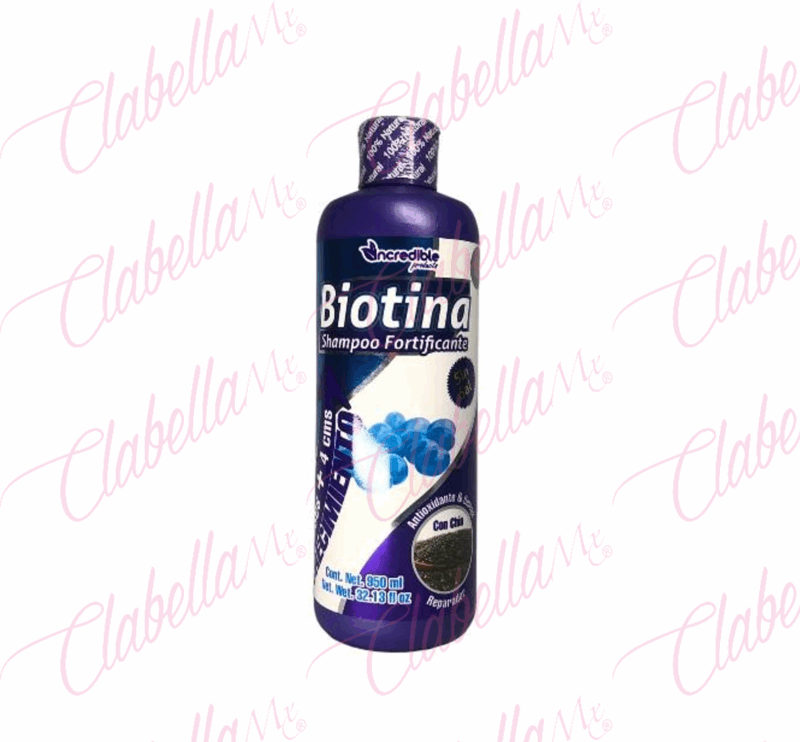 Shampoo Incredible sin Sal con Biotina Anticaida, Revitaliza y fortalece desde la raíz , estimulando el crecimiento, le aporta fuerza, elasticidad y brillo 950ml por pieza