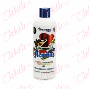 Shampoo Incredible 7 Aceites Sin Sulfatos y Parabenos, aceites de Aguacate, Ricino, Almendra, Coco, Oliva, Argán y Uva, Repara las puntas y elimina el frizz promueve el crecimiento nuevo del cabello reforzando adicionalmente desde la raíz, 950ml por pieza