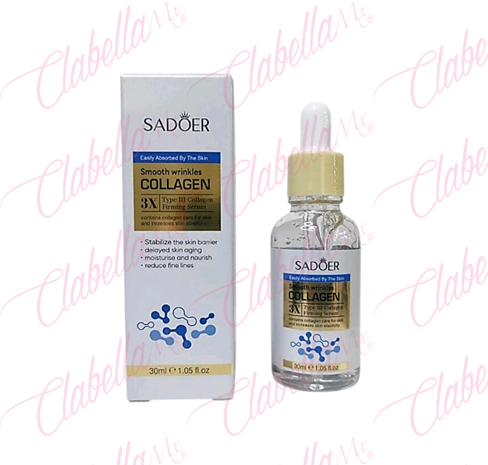 Suero concentrado - Serum facial SADOER de COLLAGENO TIPO 3, nutre la piel, suaviza las arrugas, mejora la luminosidad, reduce las lineas de expresion, la aspereza y la elasticidad 30ml por pieza (pb)