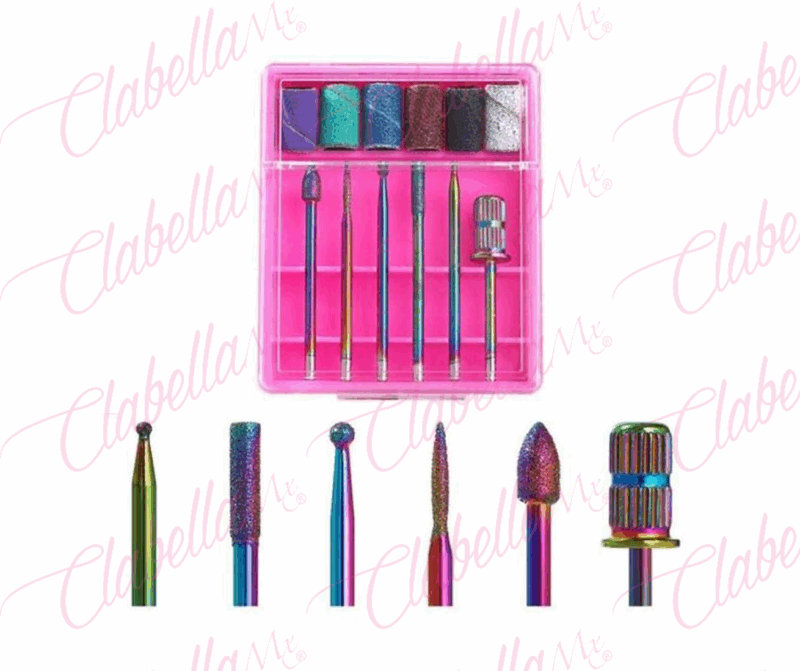 Set de puntas-brocas-fresas RUSAS TORNASOL para pulidor-Drill de uñas con 12 piezas, surtido