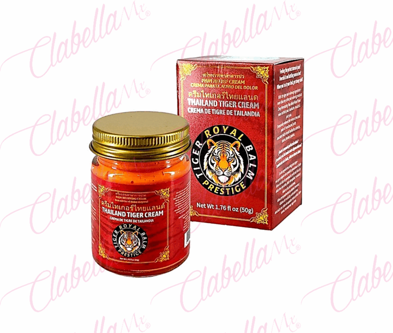 Crema del tigre tailandesa para dolores musculares, esguinces, rigidez, dolor de cabeza, y síntomas de resfriado, contiene alcanfor y mentol, 50g por pieza
