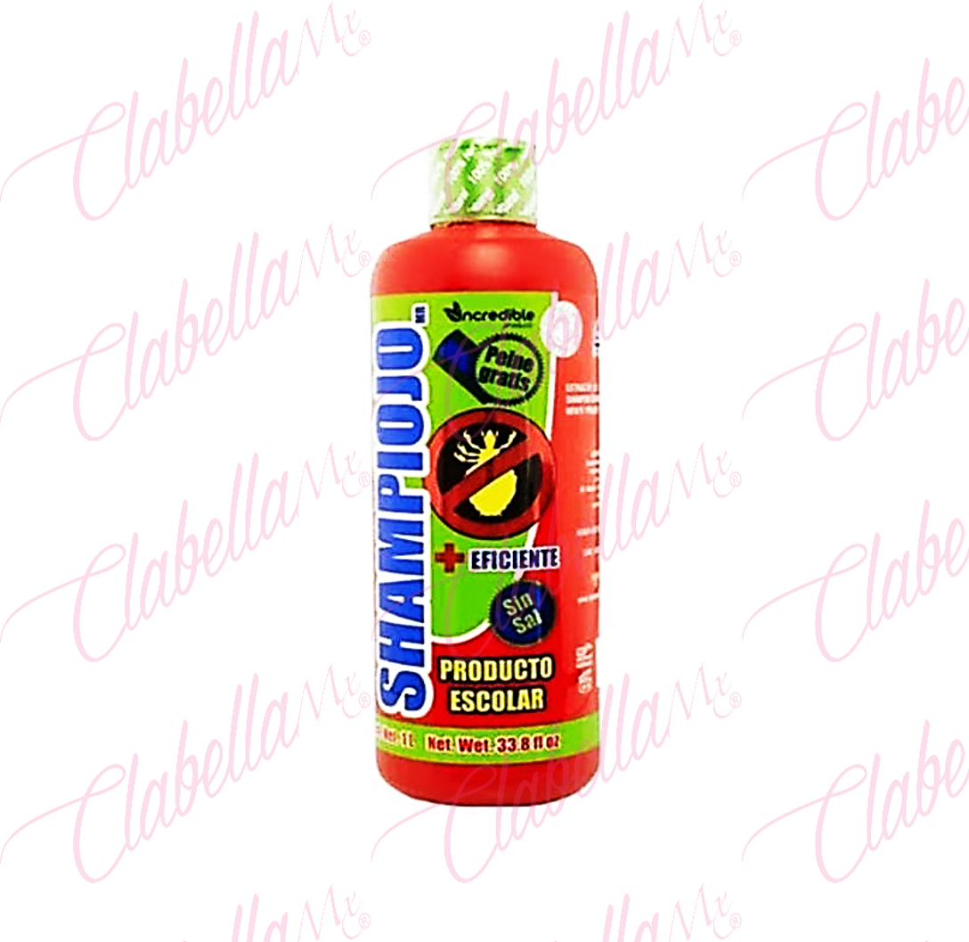 Shampoo Incredible para Piojos y Liendres incluye cepillo, Adecuado para el tratamiento de piojos de la cabeza, piojos de pubis (ladillas) y piojos del cuerpo. Elimina y evita el contagio la formula especializada, 1 litro por pieza