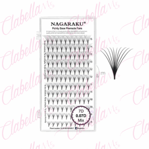 Pestañas mink Nagaraku POINT BASE PREMADE FANS, una por una, con 12 tiras en estuche rígido ESPECIFICAR: