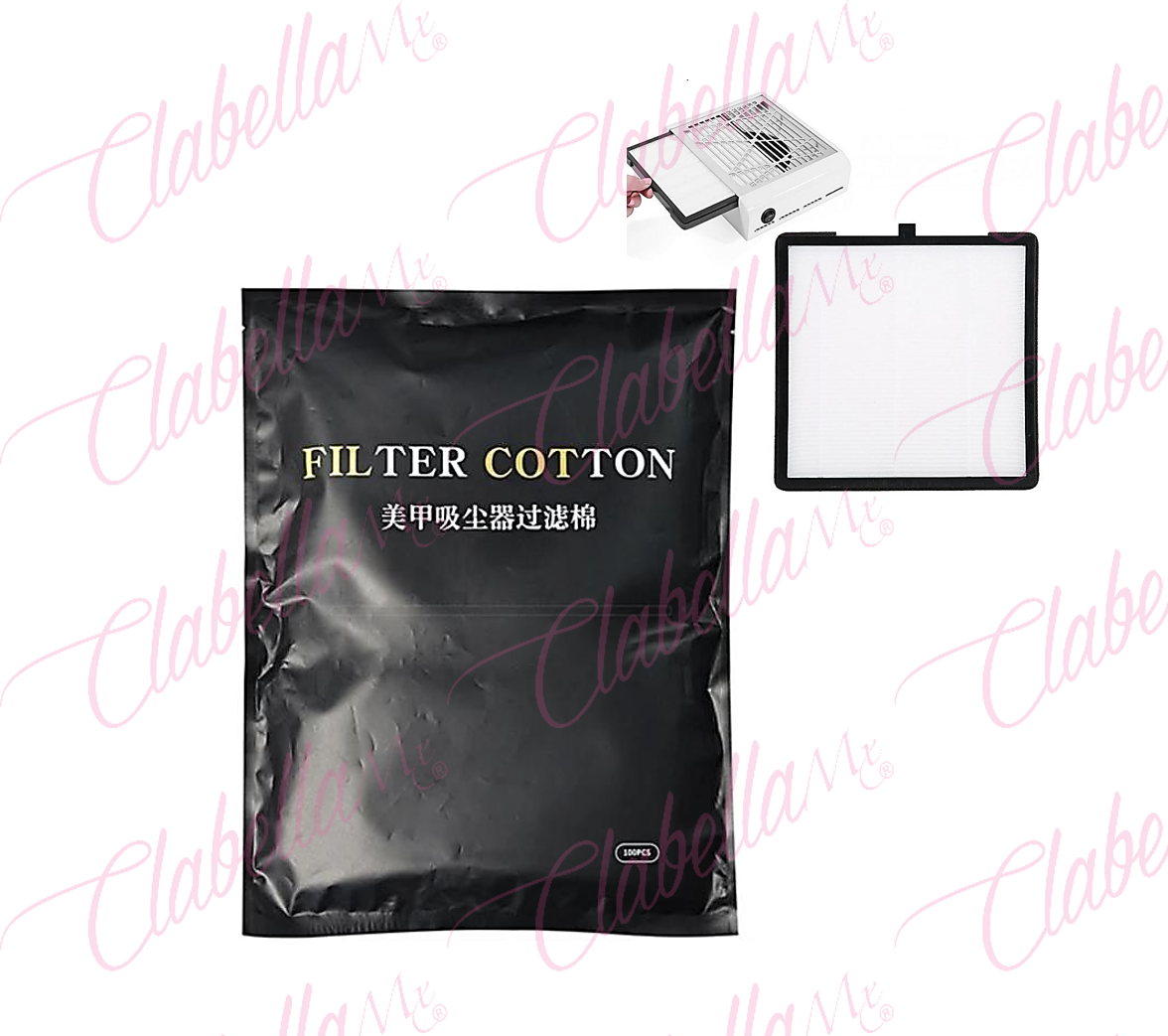 Filtro de algodón para extractores de uñas, aprox 30.5x23.7cm, paquete con 100 piezas