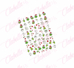 Decoración sticker EL GRINCH NAVIDAD para uñas aprox de 6.5x8.5cm por planilla, surtido