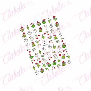 Decoración sticker EL GRINCH NAVIDAD para uñas aprox de 6.5x8.5cm por planilla, surtido