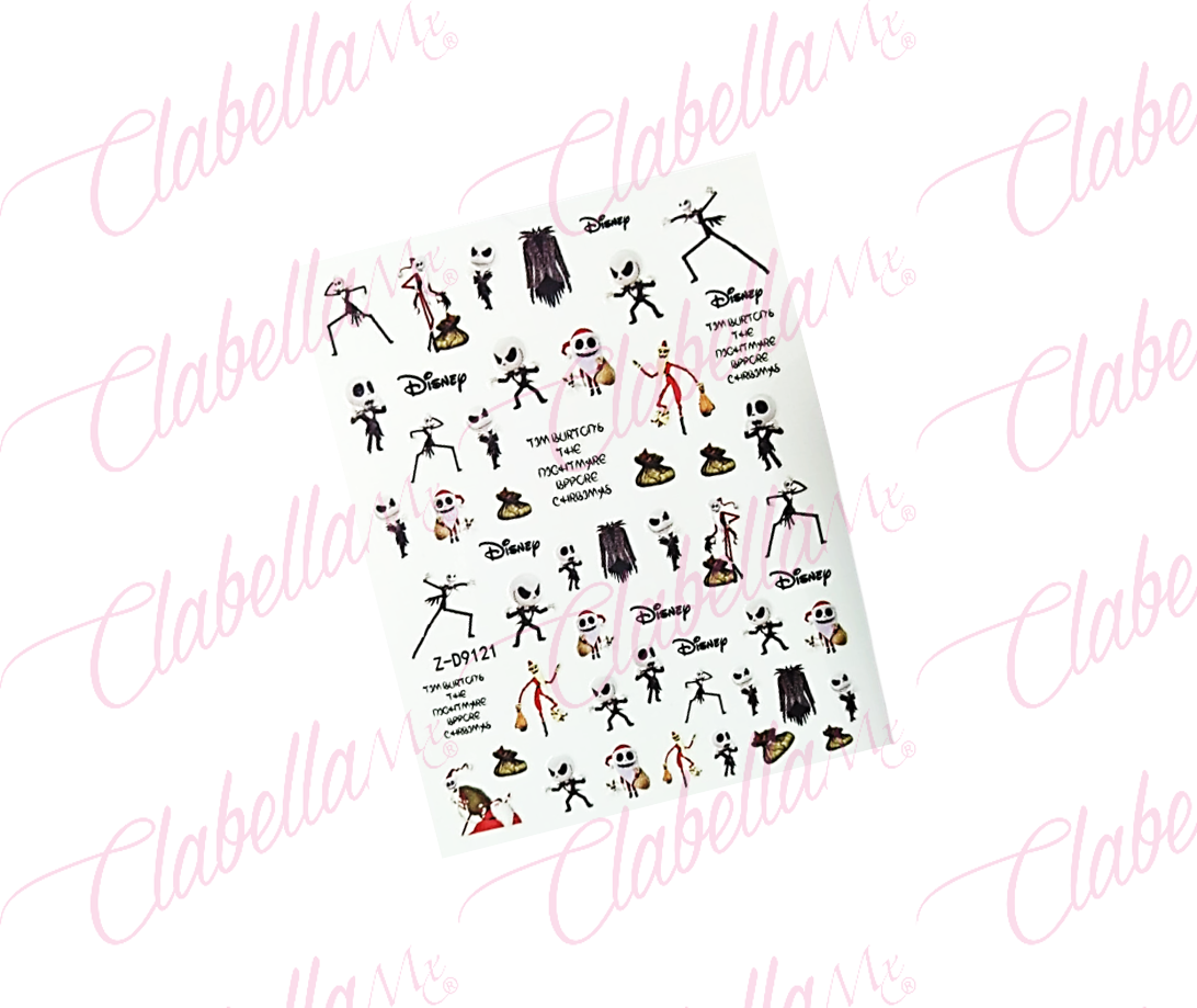 Decoración sticker JACK  para uñas aprox de 6.5x8.5cm por planilla, surtido