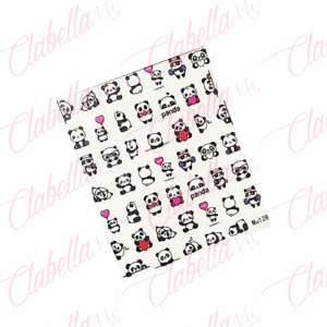 Decoración sticker PANDAS para uñas aprox de 6.5x8.5cm por planilla, surtido