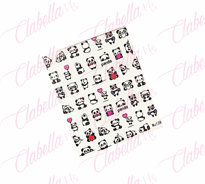 Decoración sticker PANDAS para uñas aprox de 6.5x8.5cm por planilla, surtido