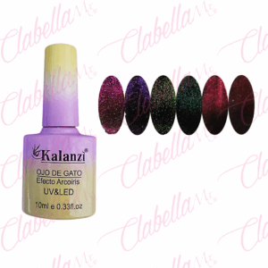 Geles Kalanzi uv/led Ojo de Gato ARCOIRIS para uñas 6 piezas de 10ml por gama (aplicada sobre base negra) KLZ-Q087