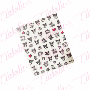 Decoración sticker KUROMI para uñas aprox de 6.5x8.5cm por planilla, surtido