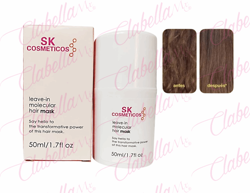 Mascarilla Capilar Molecular Sin Enjuague SK COSMETICOS, repara y fortalece el cabello dañado, restaurando su fuerza, suavidad y brillo, 50ml por pieza