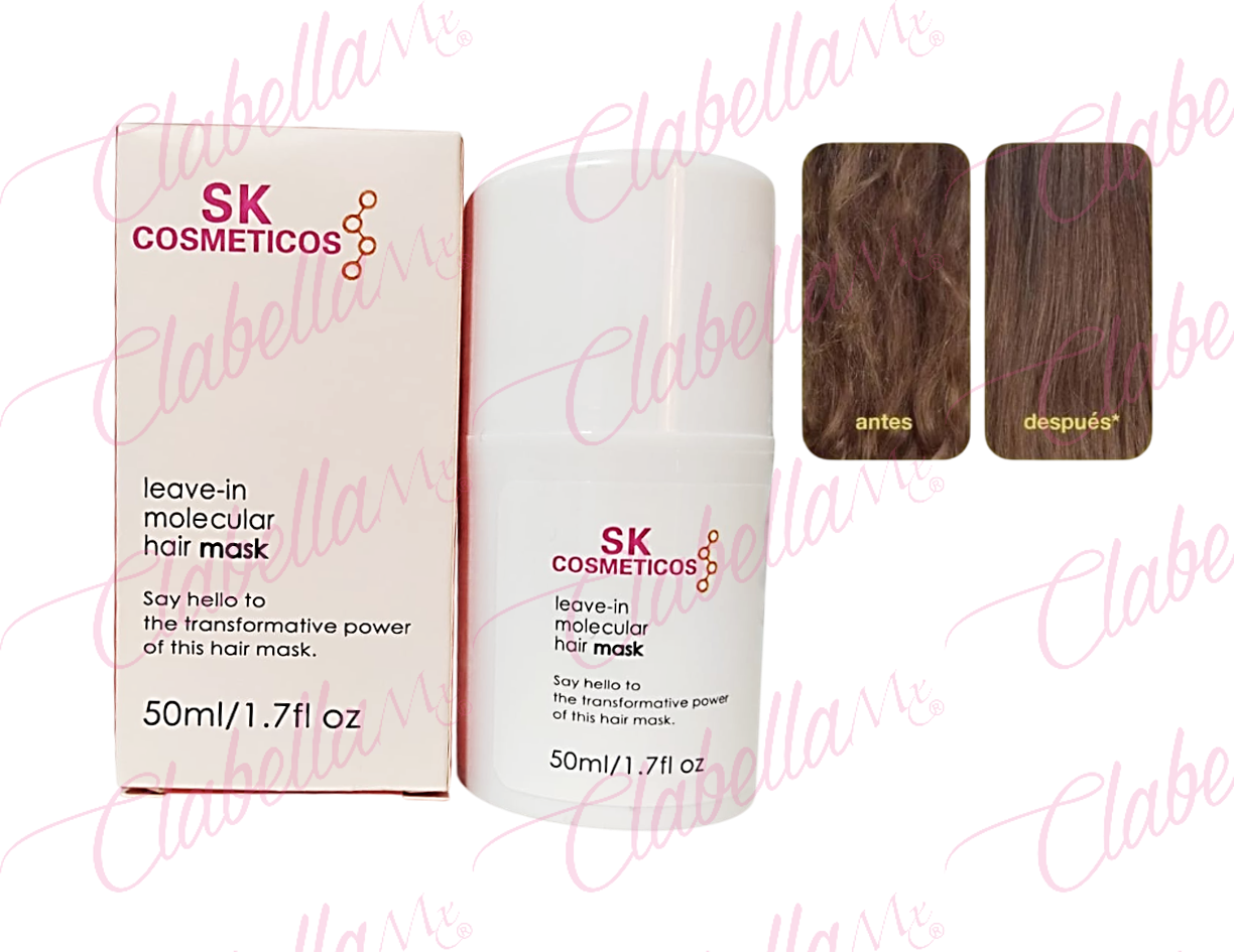 Mascarilla Capilar Molecular Sin Enjuague SK COSMETICOS, repara y fortalece el cabello dañado, restaurando su fuerza, suavidad y brillo, 50ml por pieza