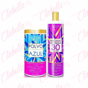 Set de Tarro Decolorante Polvo Azul con colágeno 500g mas Peróxido en crema 900g NEKANE para cabello ESPECIFICAR: