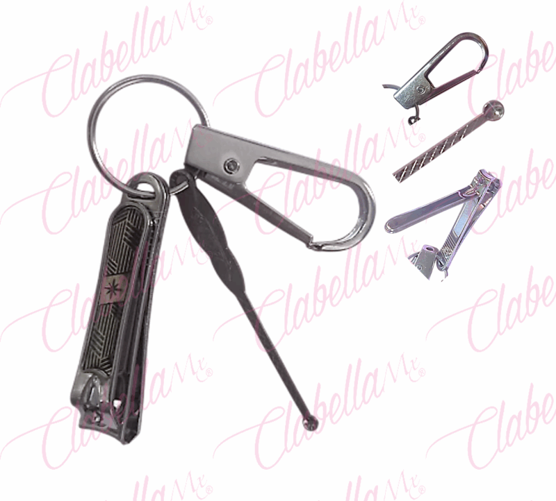 Llavero con corta uñas grande 7cm y limpiador de oídos 7cm, para manicure por pieza, surtido