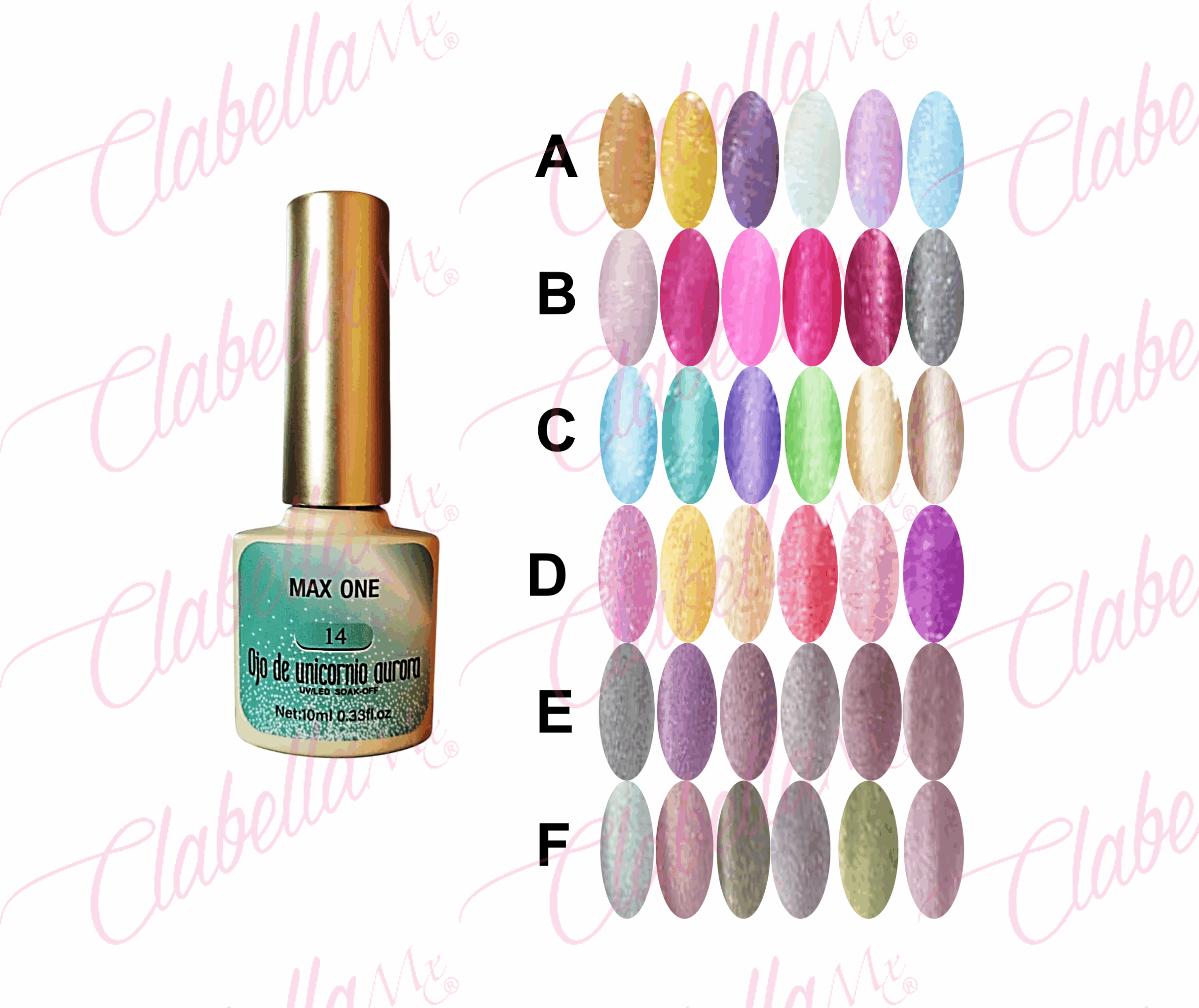 Geles Max One uv/led efecto Ojo de Unicornio Aurora para uñas 6 piezas de 10ml por gama (calidad kalanzi) (OFERTA) ESPECIFICAR: