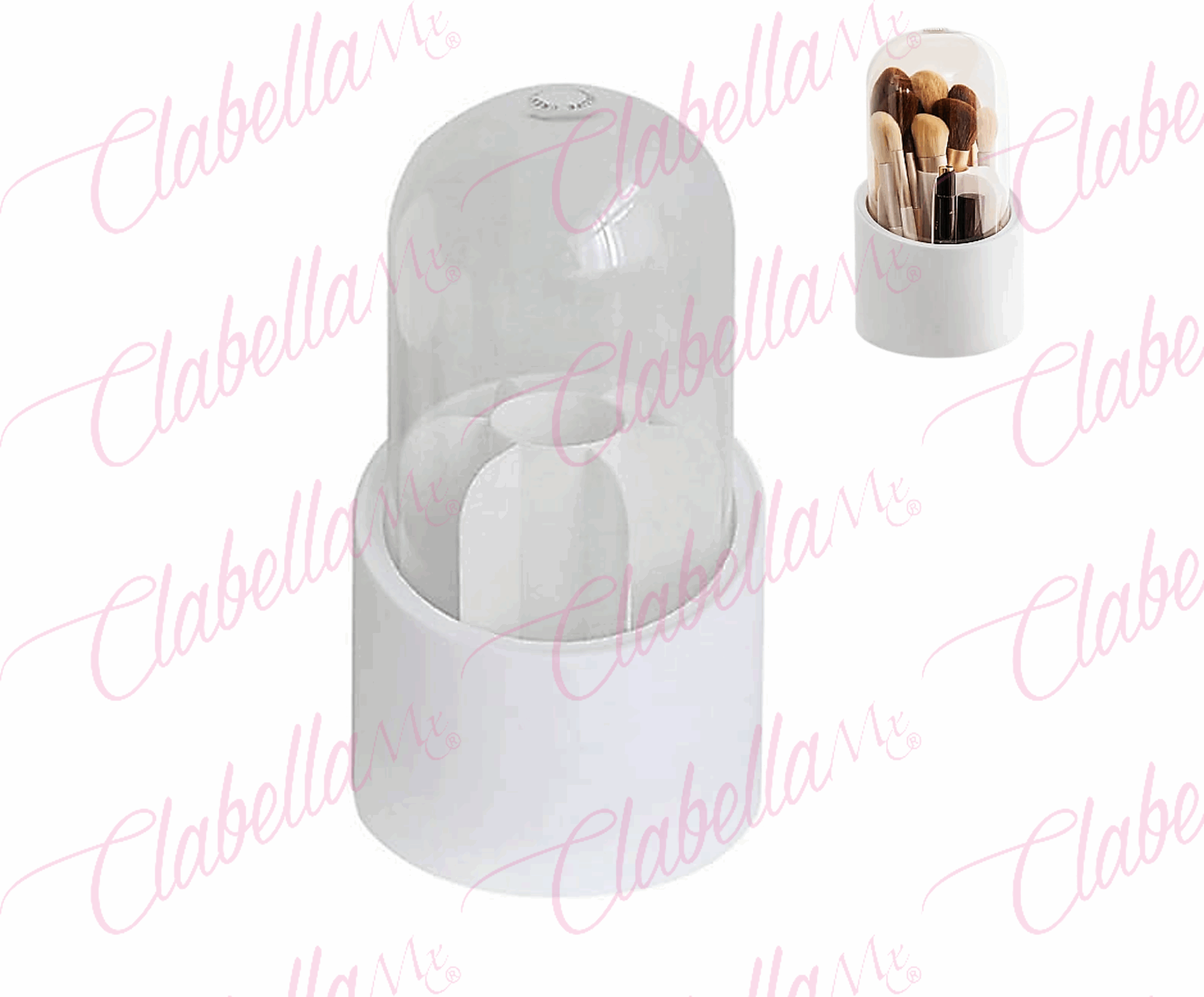 Organizador - Porta brochas de maquillaje o pinceles de uñas con tapa 360° de rotación aprox 23.5x12.5cm, por pieza