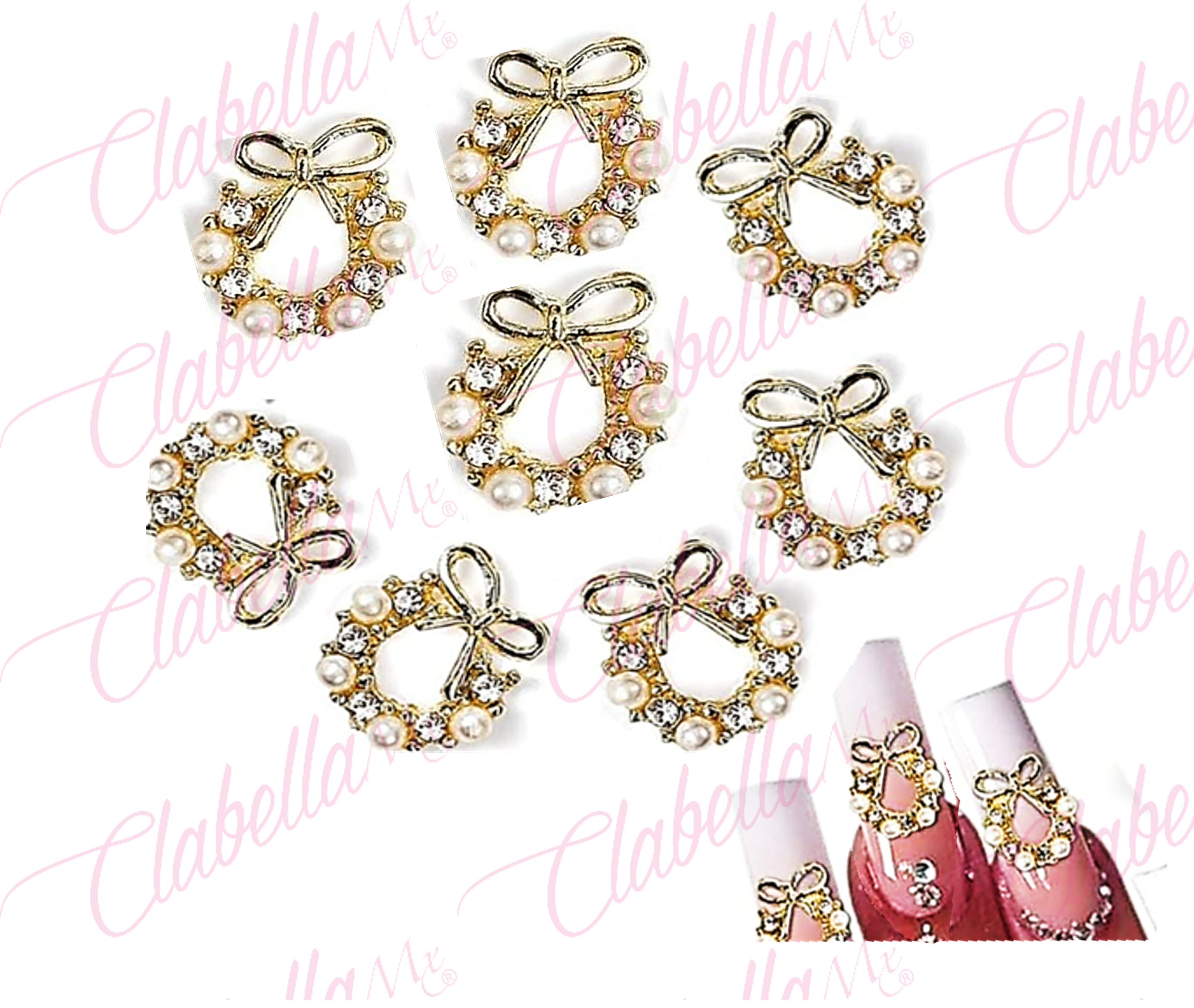 Decoración DIJES DE CORONA NAVIDEÑA 3D CON CRISTALES INCRUSTADOS para uñas aprox entre 1cm por pieza a granel, surtido