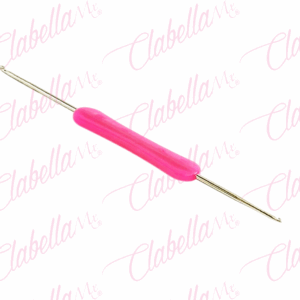 Ganchos doble de metal con mango de plástico para colocar extensiones de cabello aprox de 15 cm por pieza.