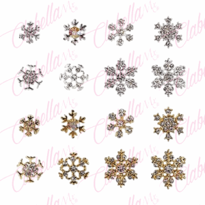 Decoración DIJES DE COPOS DE NIEVE 3D CON CRISTALES INCRUSTADOS para uñas aprox entre 1 a 2cm por pieza a granel, ESPECIFICAR: