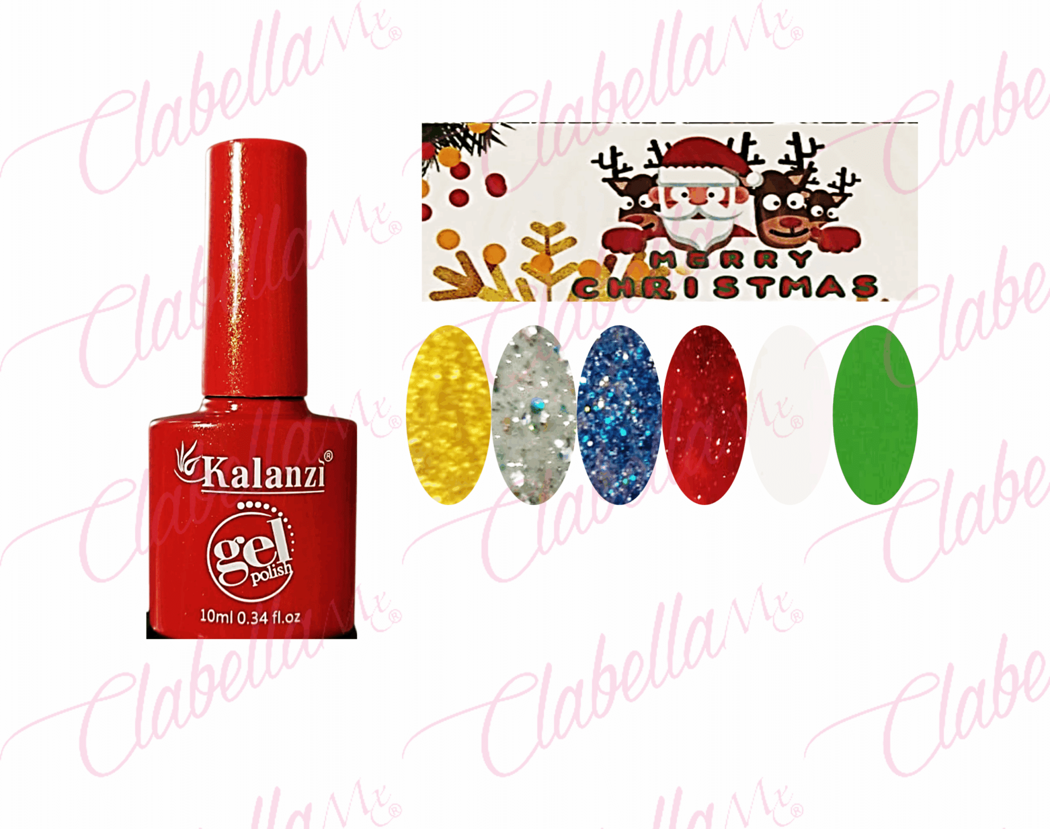 Geles Kalanzi uv/led NAVIDEÑA para uñas 6 piezas de 10ml por gama KLZ-Q053