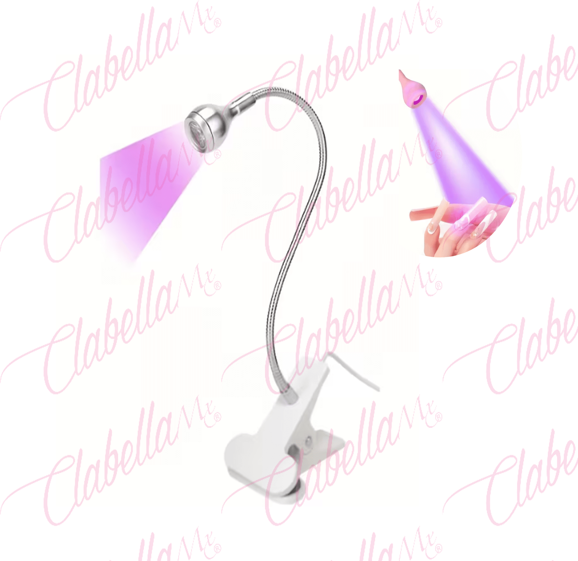Lámpara uv/led para soft gel secado de gel en uñas 36w con temporizador 60s, giratoria a 360 grados, flexible con pinza aprox de 19.5x8.4x8.4cm recargable con cable usb por pieza, surtido