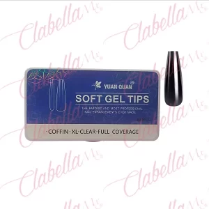 Tips soft gel BALERINA CURVA C uña completa transparente, flexible y resistente para uñas en ESTUCHE con 440 piezas