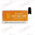 Tips soft gel CUADRADO con sonrisa transparente, flexible y resistente para uñas en ESTUCHE con 550 piezas
