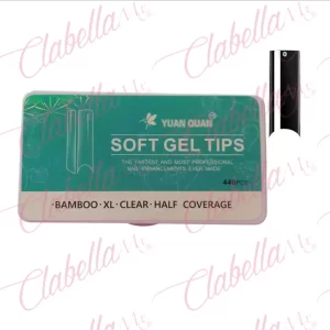 Tips soft gel CURVA C uña completa transparente, flexible y resistente para uñas en ESTUCHE con 440 piezas