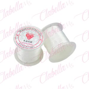 Hilo elástico TRANSPARENTE de 50 gramos para extensiones de cristal para cabello aprox 100m por rollo