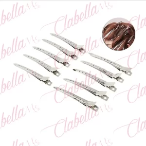 Pinza punta de garza de metal para cabello aprox de 11.5x1.5cm por pieza