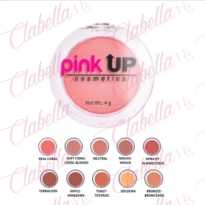 Rubor en polvo compacto PINK UP, Brush de acabado mate y satinados de larga duración 4g para rostro, por pieza ESPECIFICAR:
