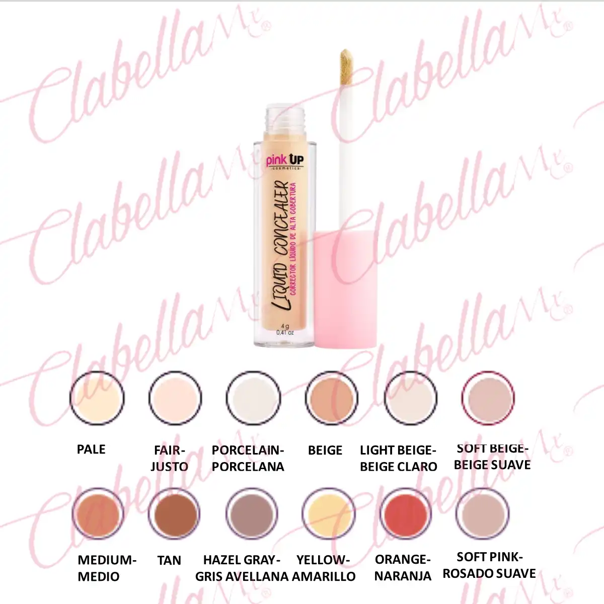 Corrector liquido PINK UP, Liquid Concealer, textura suave y acabado mate de larga duración 4g para rostro, por pieza ESPECIFICAR: